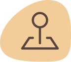 A brown and white icon of a stick figure with an object in the middle.