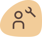 A brown and beige icon of a person with a wrench.